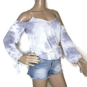 American Eagle Outfitters Soft & Sexy Cold Shoulder Tie Dye long sleeve Top sz S